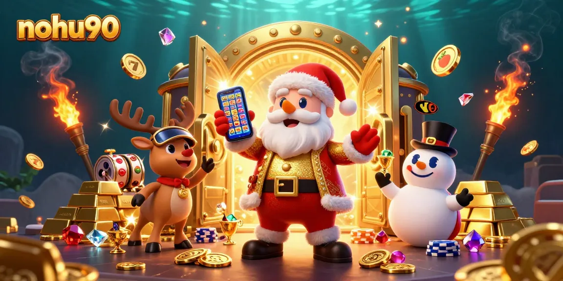 Experience thrilling jackpots at nohu90 with Santa, a dealer reindeer, and a snowman casino in this vibrant action!