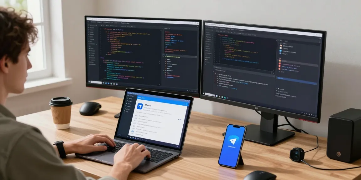 Telegram Chinese Version settings showcased on tech devices in a modern workspace.