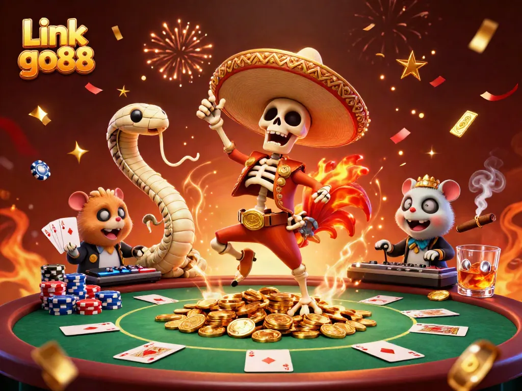 Experience the excitement of Link go88 with a vibrant casino celebration scene.