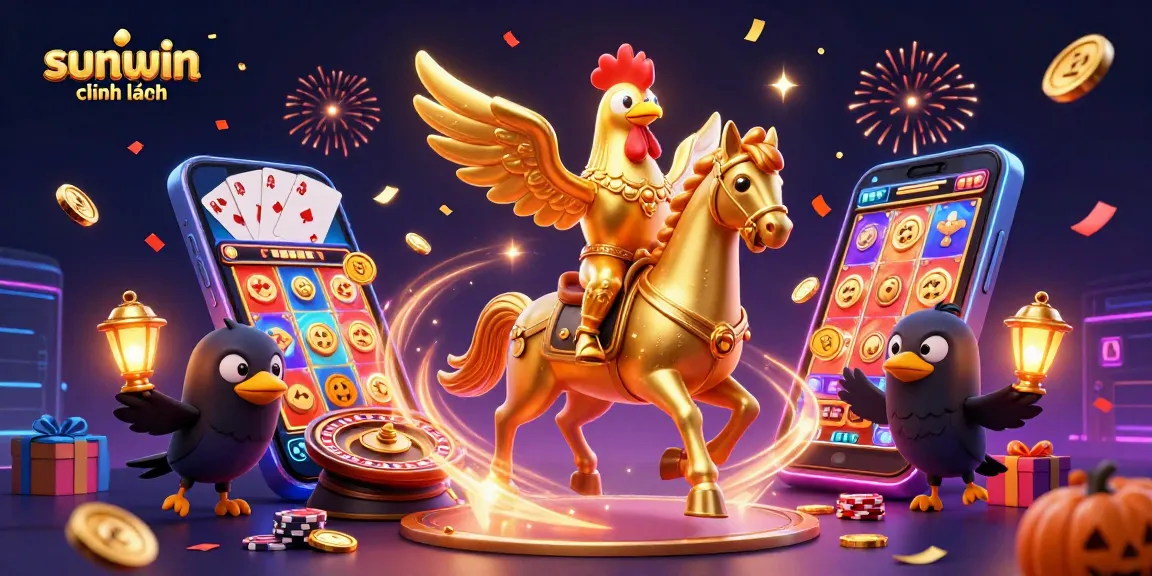 Experience exciting gameplay at sunwin chính hãng with 3D cartoon rooster and enchanting casino elements.